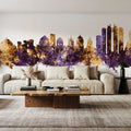 Naples Italy Skyline Purple & Gold Mural Wallpaper - room preview 03