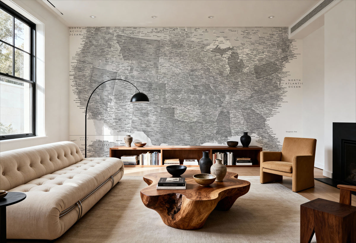 US Map Detailed - Jimmy Mural Wallpaper - room preview 03
