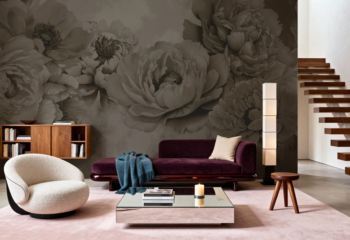 Transcendent Peony, Sage Mural Wallpaper - room preview 03