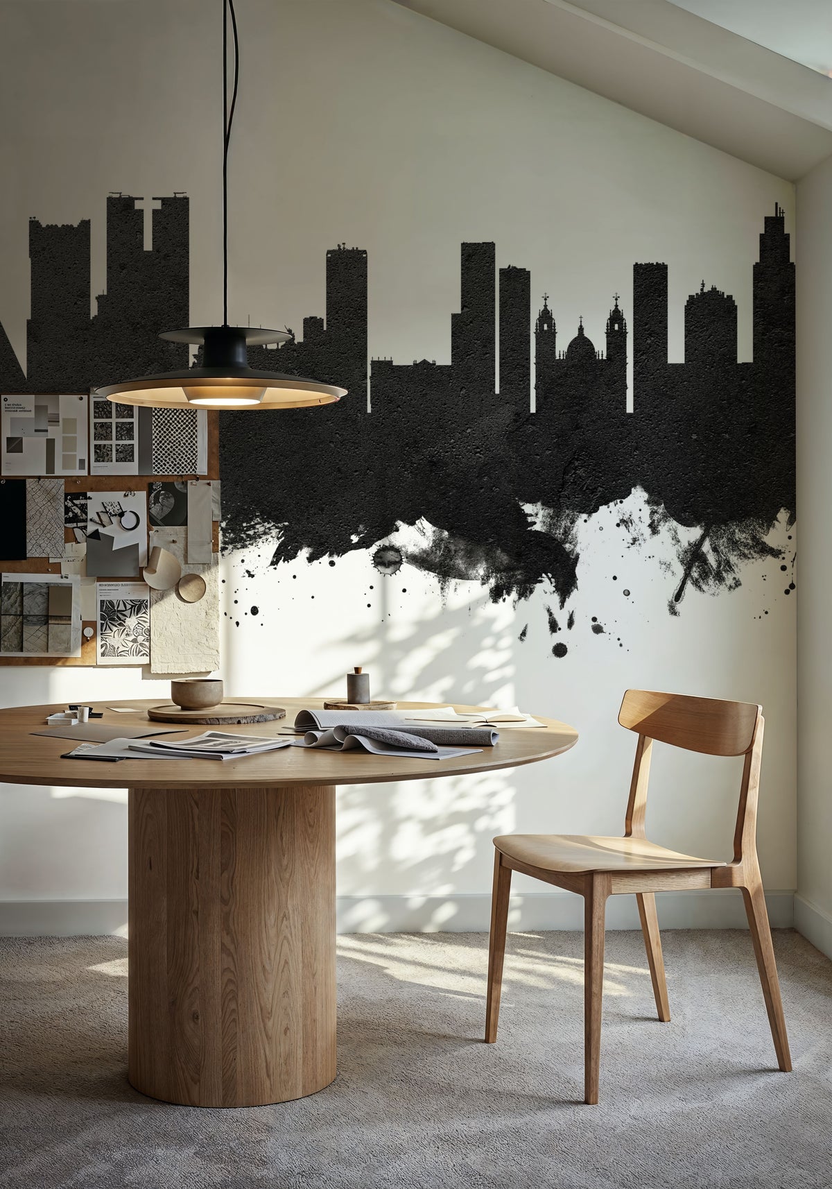 Rio De Janeiro Brazil Skyline Black & White Mural Wallpaper - room preview 03