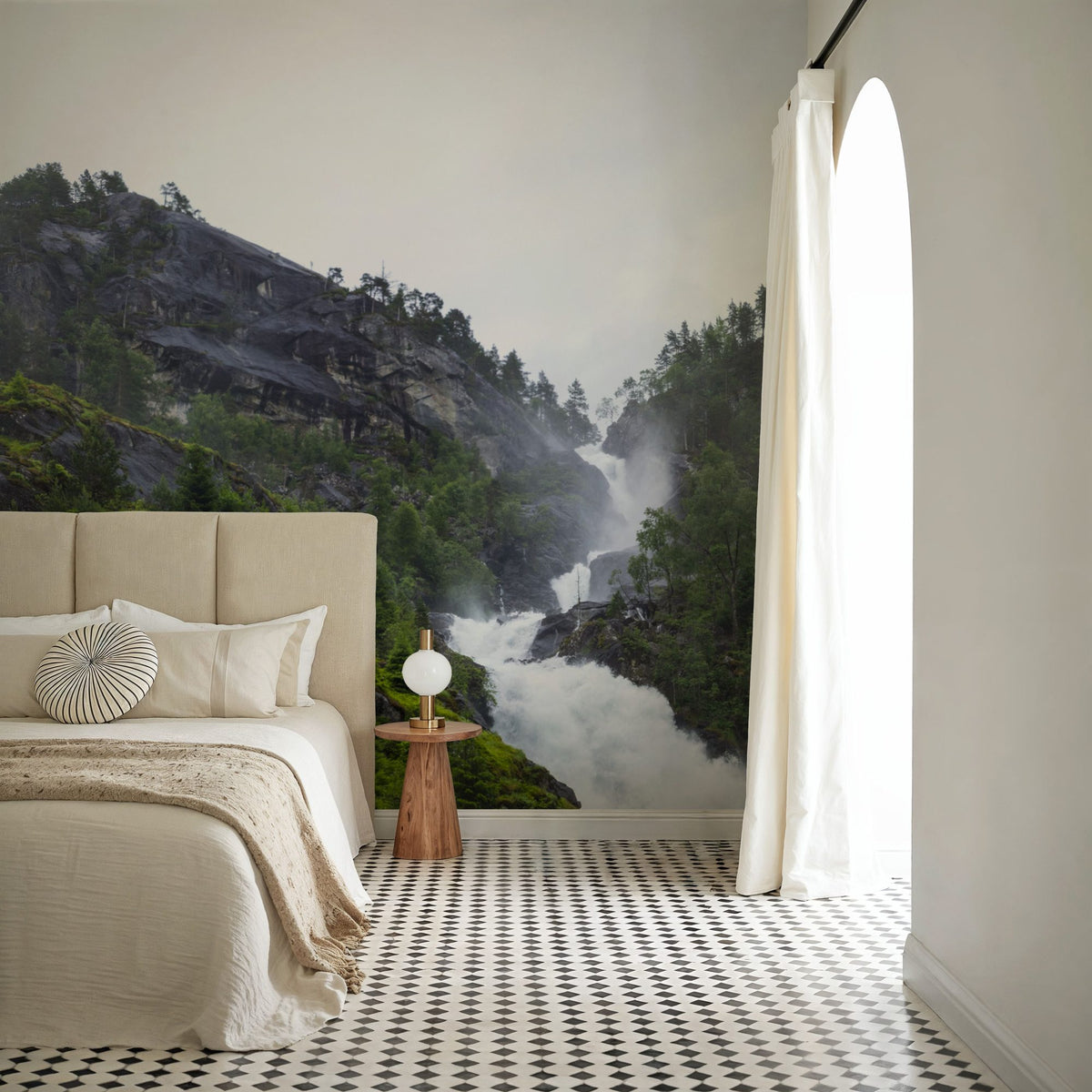 Misty Cascade Mural Wallpaper - room preview 03