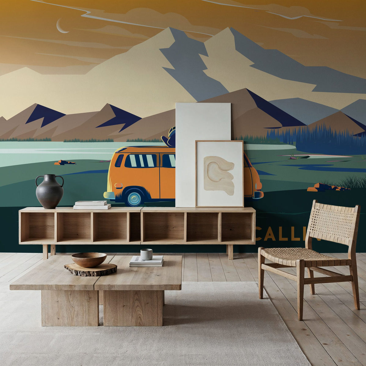 The Mountains Are Calling Mural Wallpaper - room preview 03