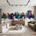 Naples Italy Skyline Blue & Bronze Mural Wallpaper - room preview 03