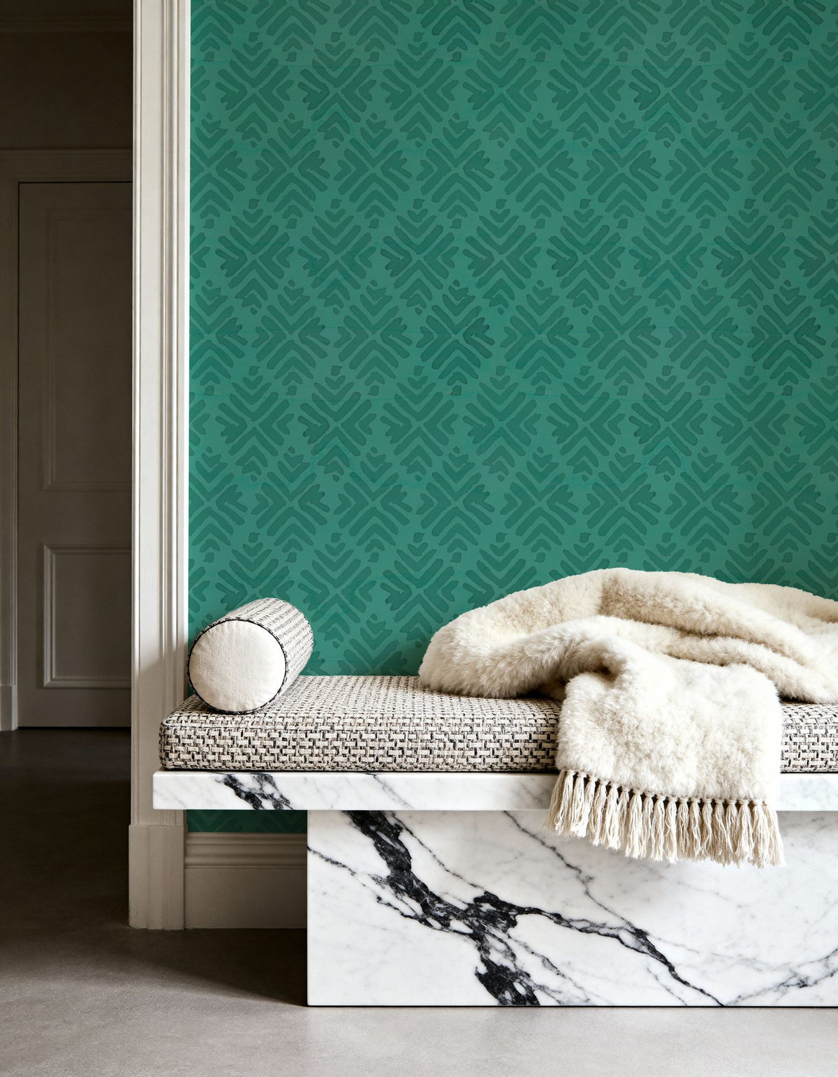 Bohemian Leaves Persian Green Mural Wallpaper - room preview 03