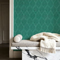 Bohemian Leaves Persian Green Mural Wallpaper - room preview 03