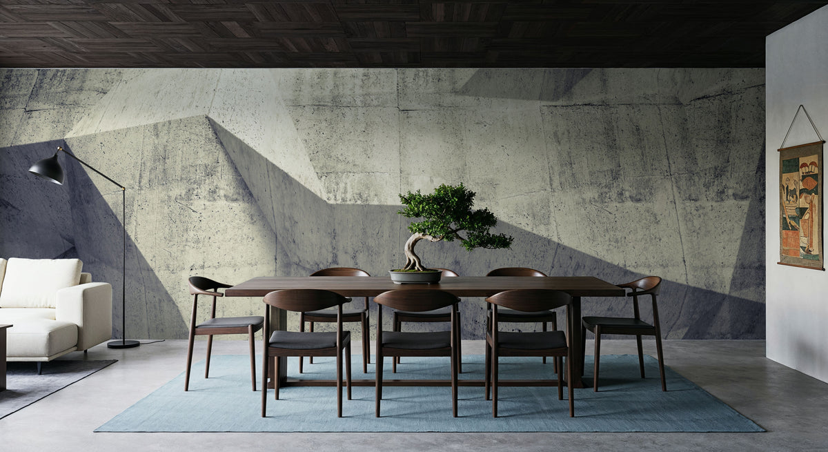 Concrete Shapes Warm Gray Mural Wallpaper - room preview 03