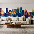 West Palm Beach Florida Skyline Blue & Bronze Mural Wallpaper - room preview 03