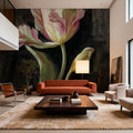 Tulip on Black Mural Wallpaper - room preview 03