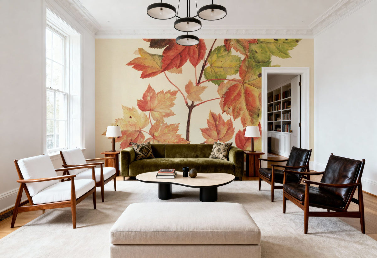 Fall Leaves II Muted Mural Wallpaper - room preview 03