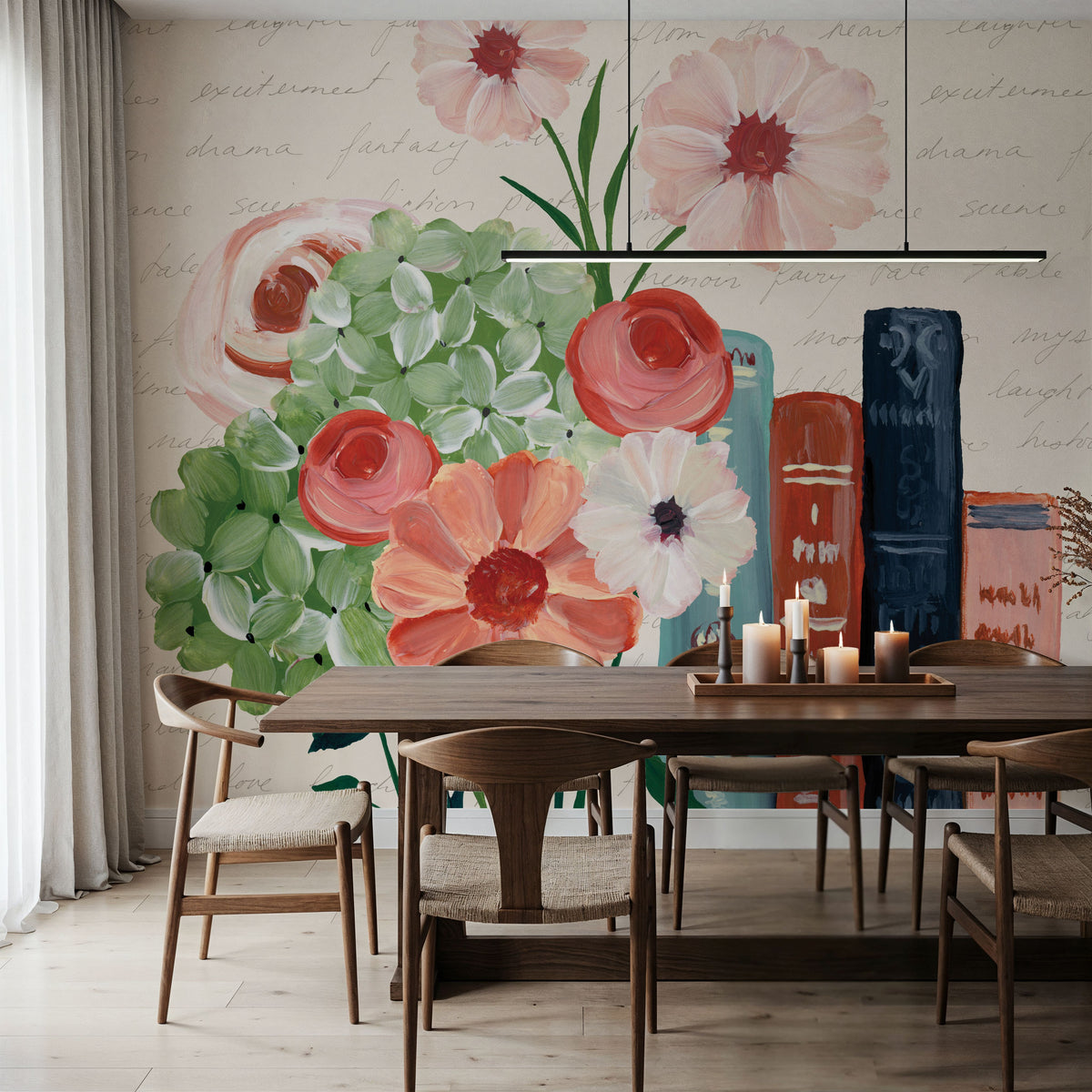 Books and Blooms I Mural Wallpaper - room preview 03