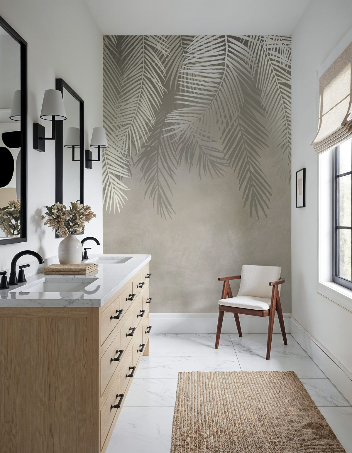 Palms Above, Sage Green Mural Wallpaper - room preview 03