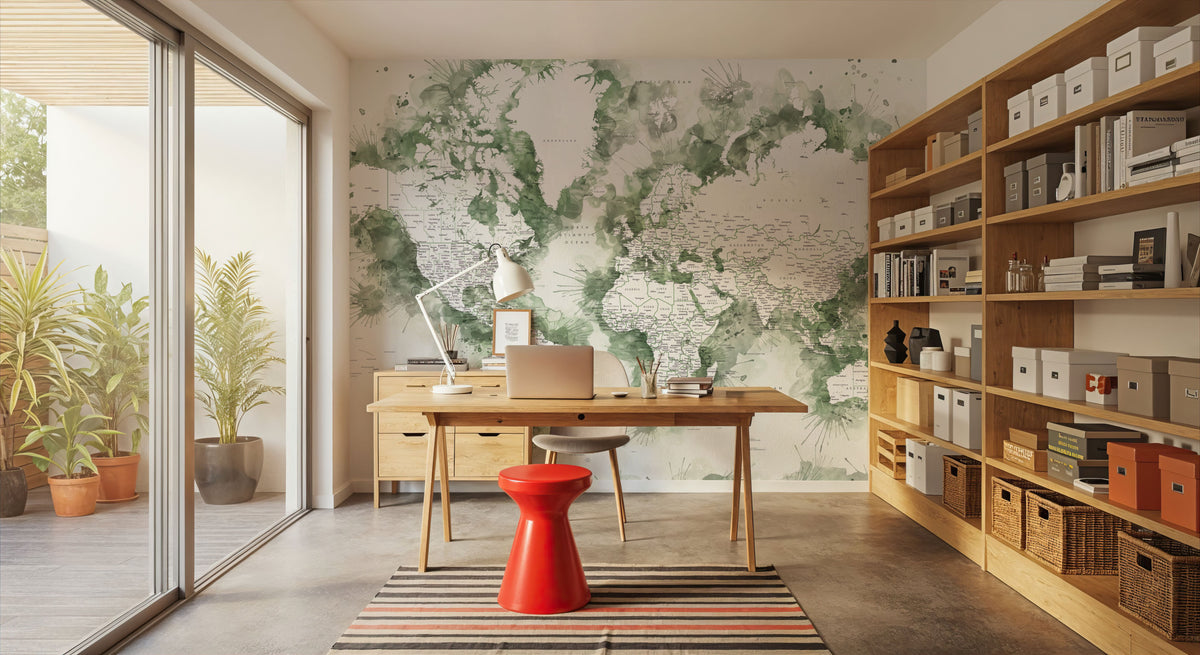 World Map Cities - Shawna Mural Wallpaper - room preview 03