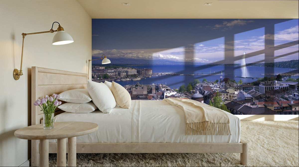 Lakeside Skyline Mural Wallpaper - room preview 03