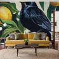 Bird with Lemon Branch Mural Wallpaper - room preview 03