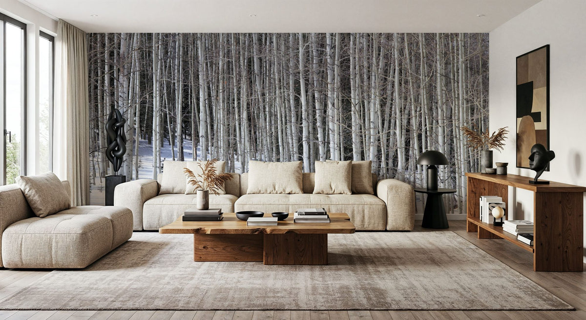 Winter Birch Stillness Mural Wallpaper - room preview 03
