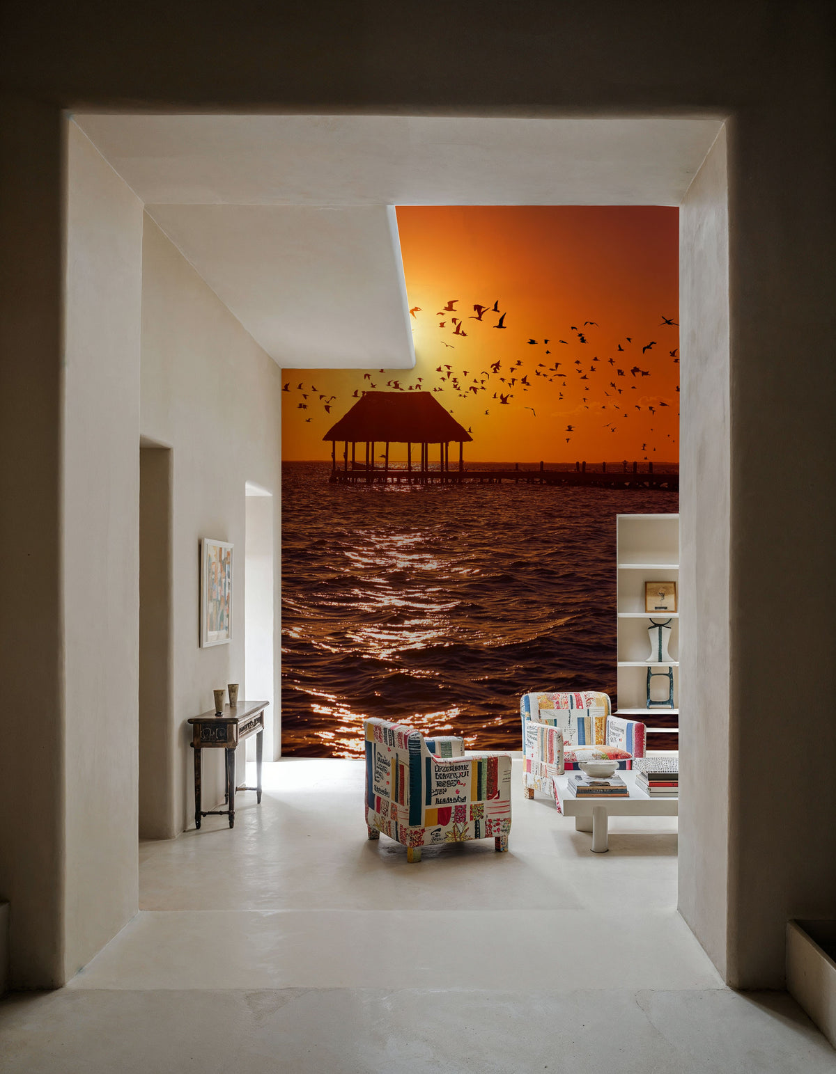Sunset Harbor Pavilion Mural Wallpaper - room preview 03
