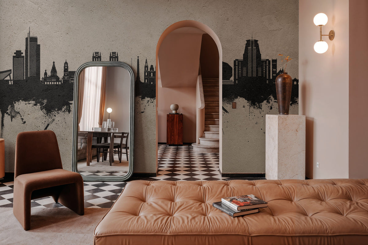 Minsk Belarus Skyline Concrete Mural Wallpaper - room preview 03