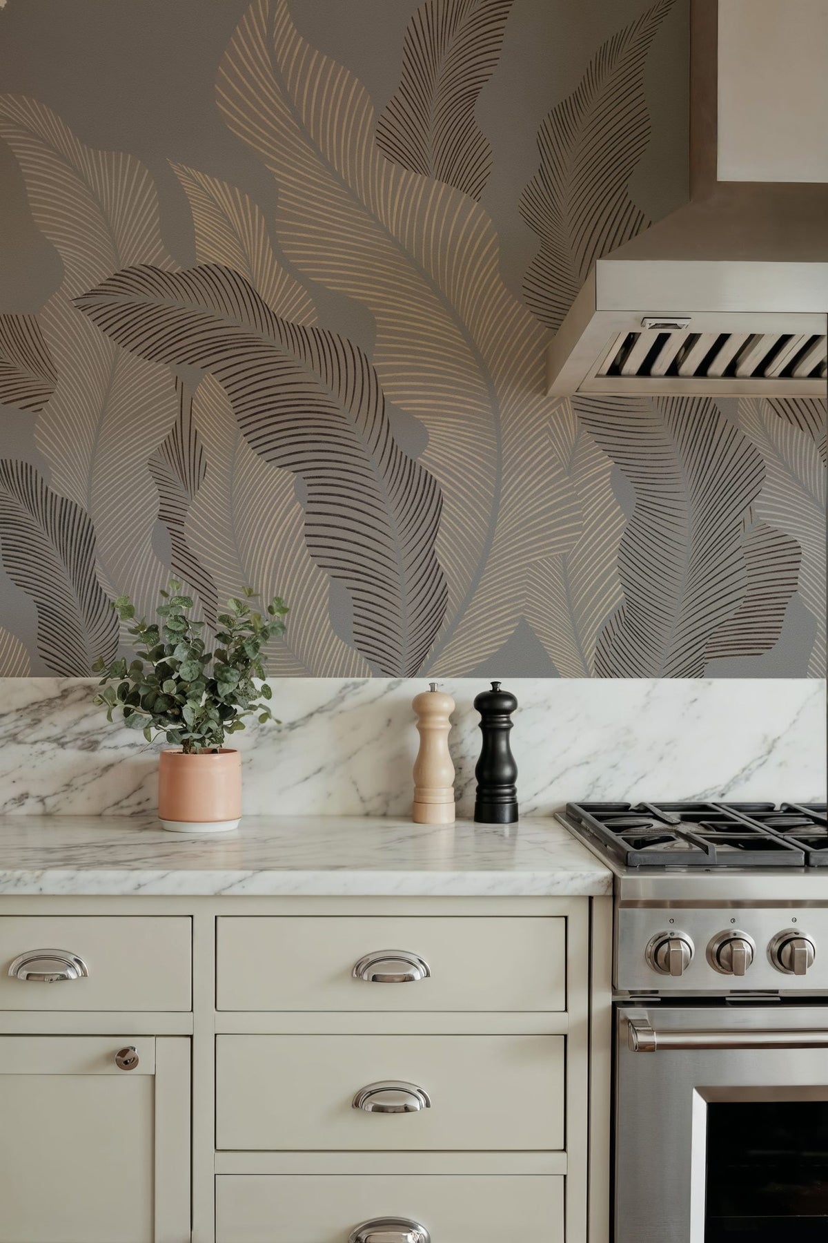 Foliage Flow, Mink Mural Wallpaper - room preview 03