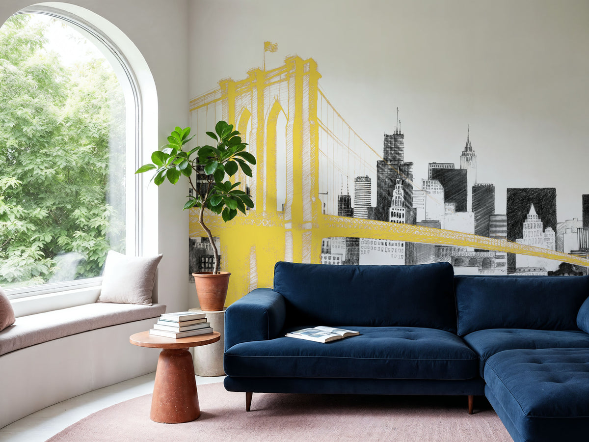 Skyline Crossing Yellow Mural Wallpaper - room preview 03