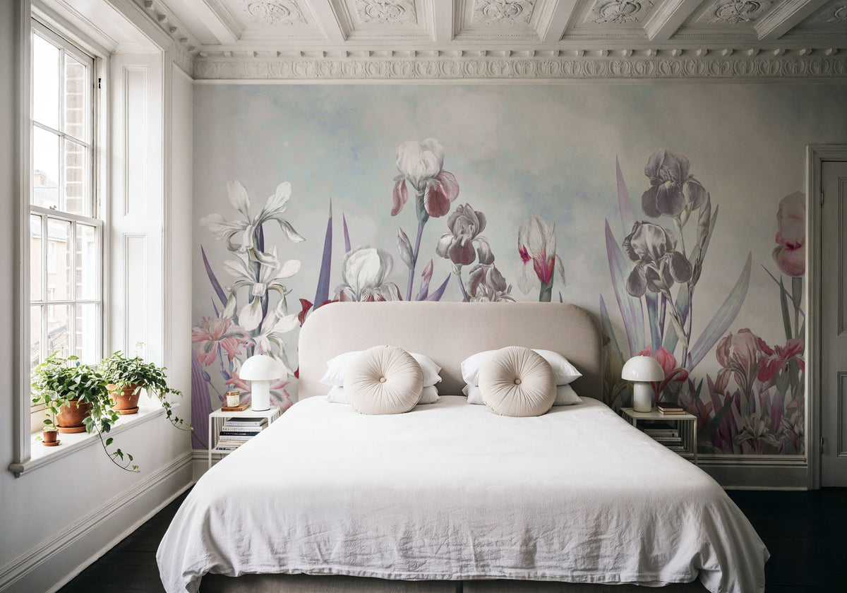 Iris Field Blueish Mural Wallpaper - room preview 03
