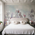 Iris Field Blueish Mural Wallpaper - room preview 03