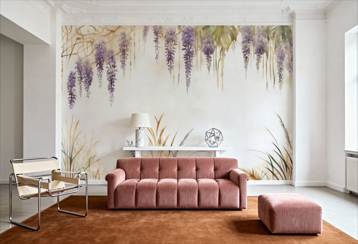 Wisteria and Field Grasses Mural Wallpaper - room preview 03