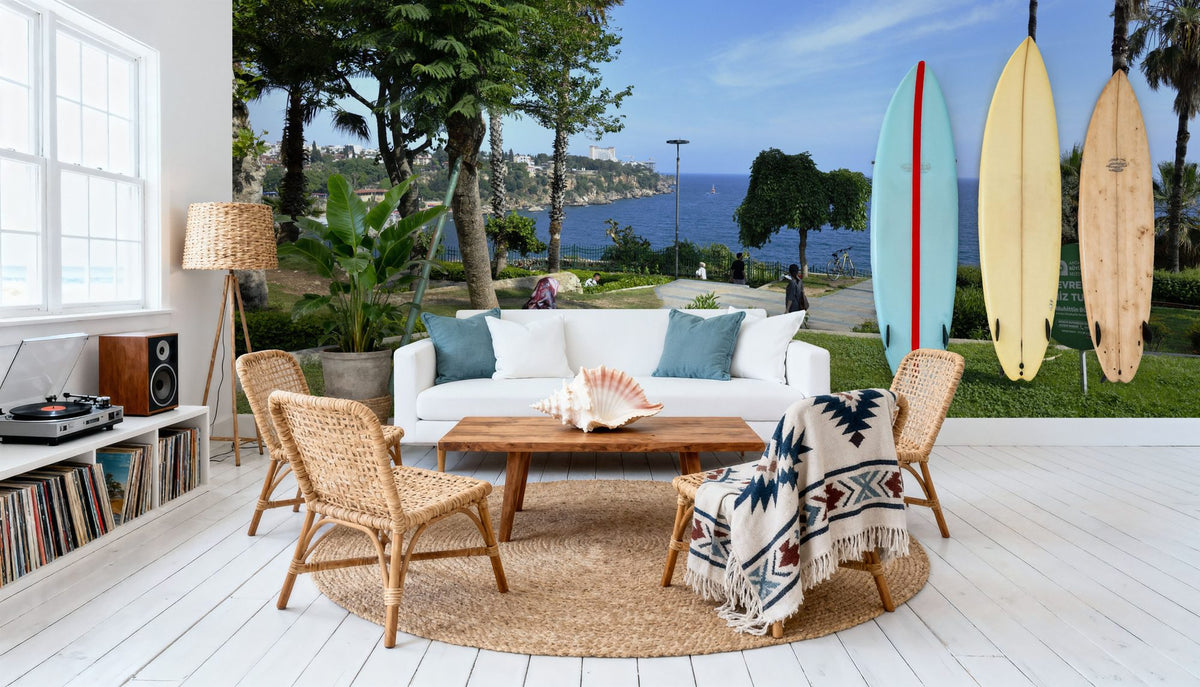 Mediterranean Coastal Viewpoint Mural Wallpaper - room preview 03