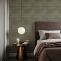 Staggered Zig-Zag, Olive Mural Wallpaper - room preview 03