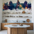 Egham England Skyline Blue & Bronze Mural Wallpaper - room preview 03