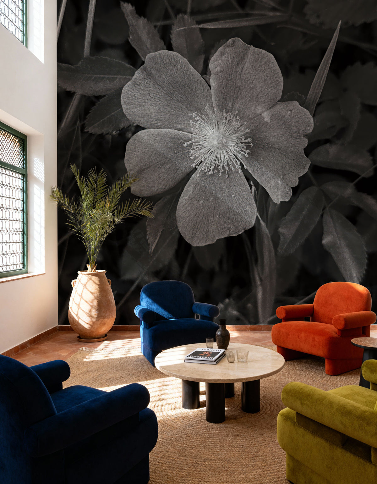 Wild Rose BW IV Mural Wallpaper - room preview 03