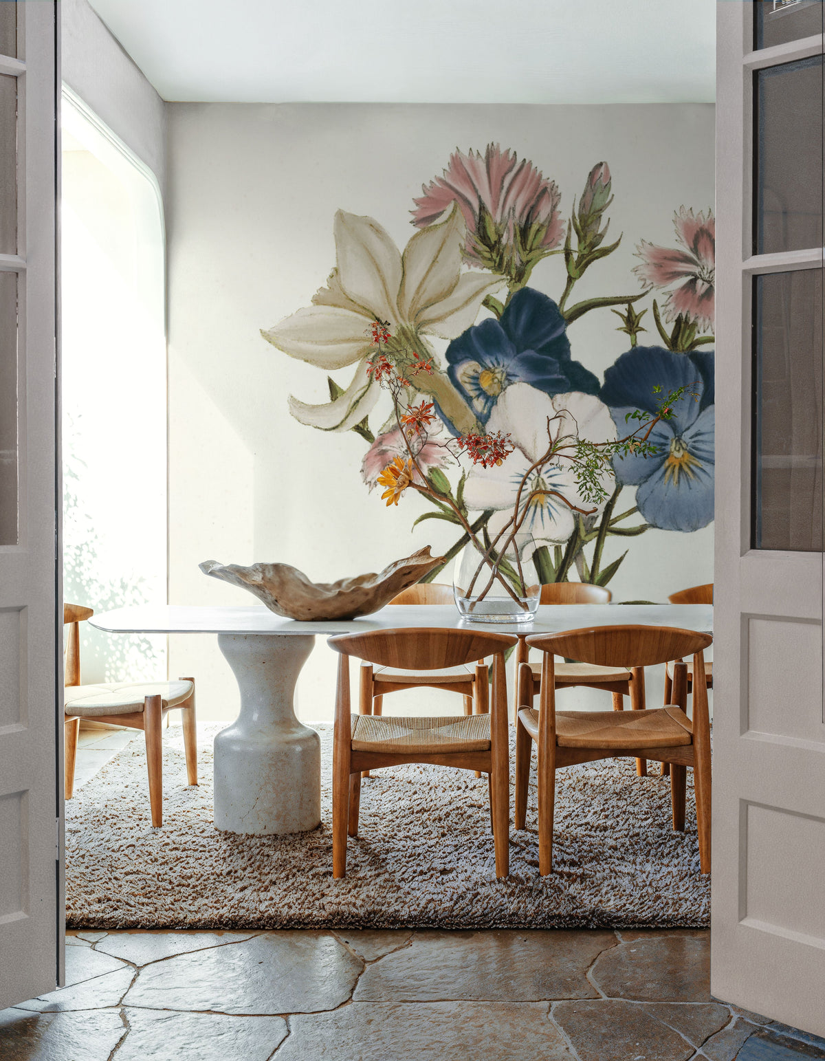 Pansy Party II Honeybloom Mural Wallpaper - room preview 03