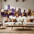 Guildford England Skyline Purpl & Gold Mural Wallpaper - room preview 03