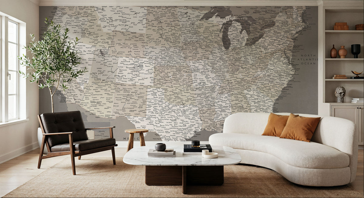 US Map Detailed - Earth Mural Wallpaper - room preview 03