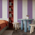 Scalloped Circus Stripes, Purple Mural Wallpaper - room preview 03