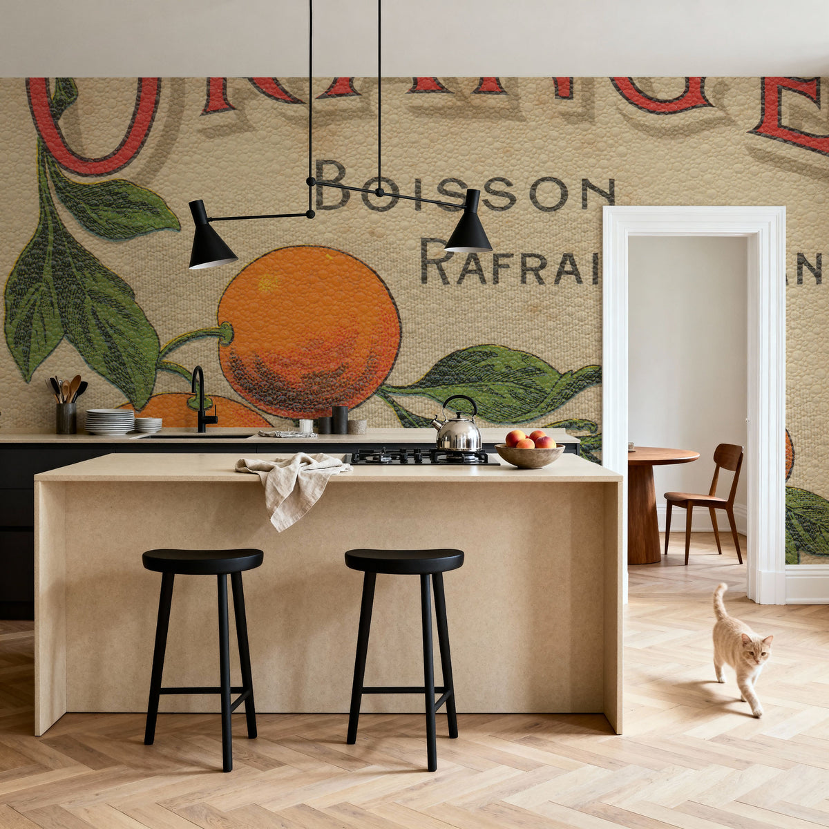 Orange Label Mural Wallpaper - room preview 03