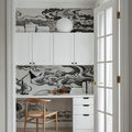 Ukiyo-e Clouds, Graphite Mural Wallpaper - room preview 03