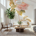 Garden Rose on White Mural Wallpaper - room preview 03