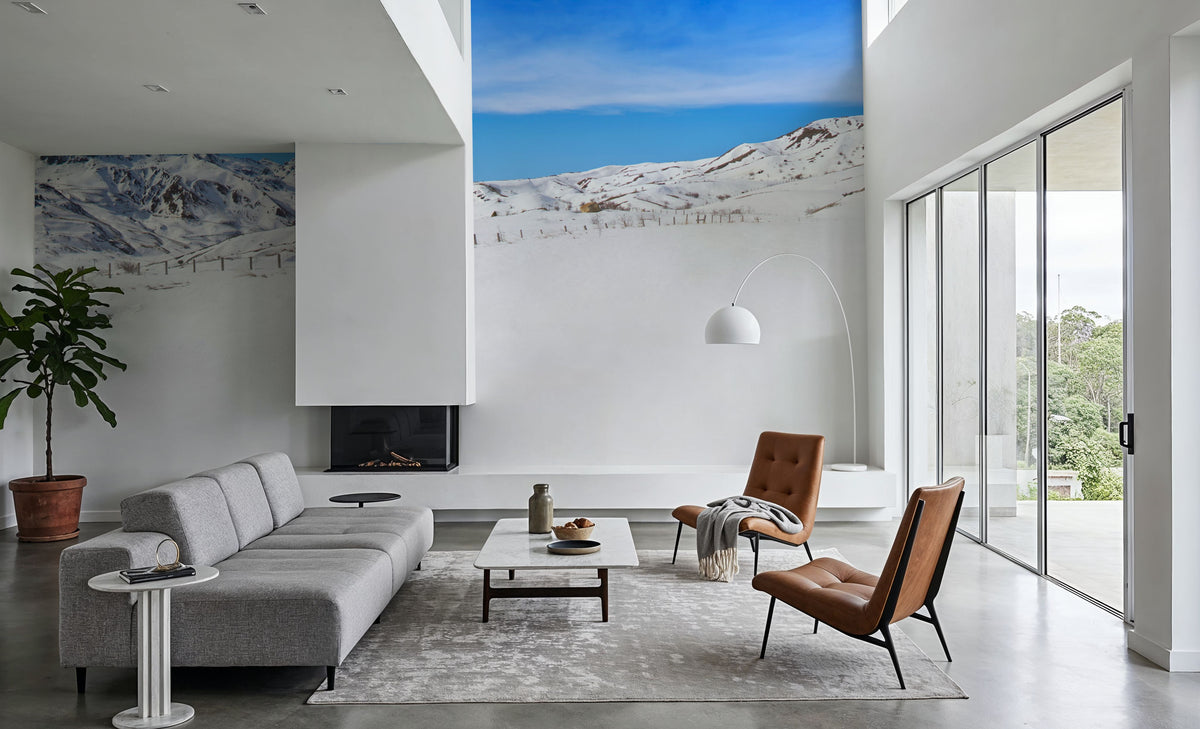 Alpine Serenity White Blue Mural Wallpaper - room preview 03
