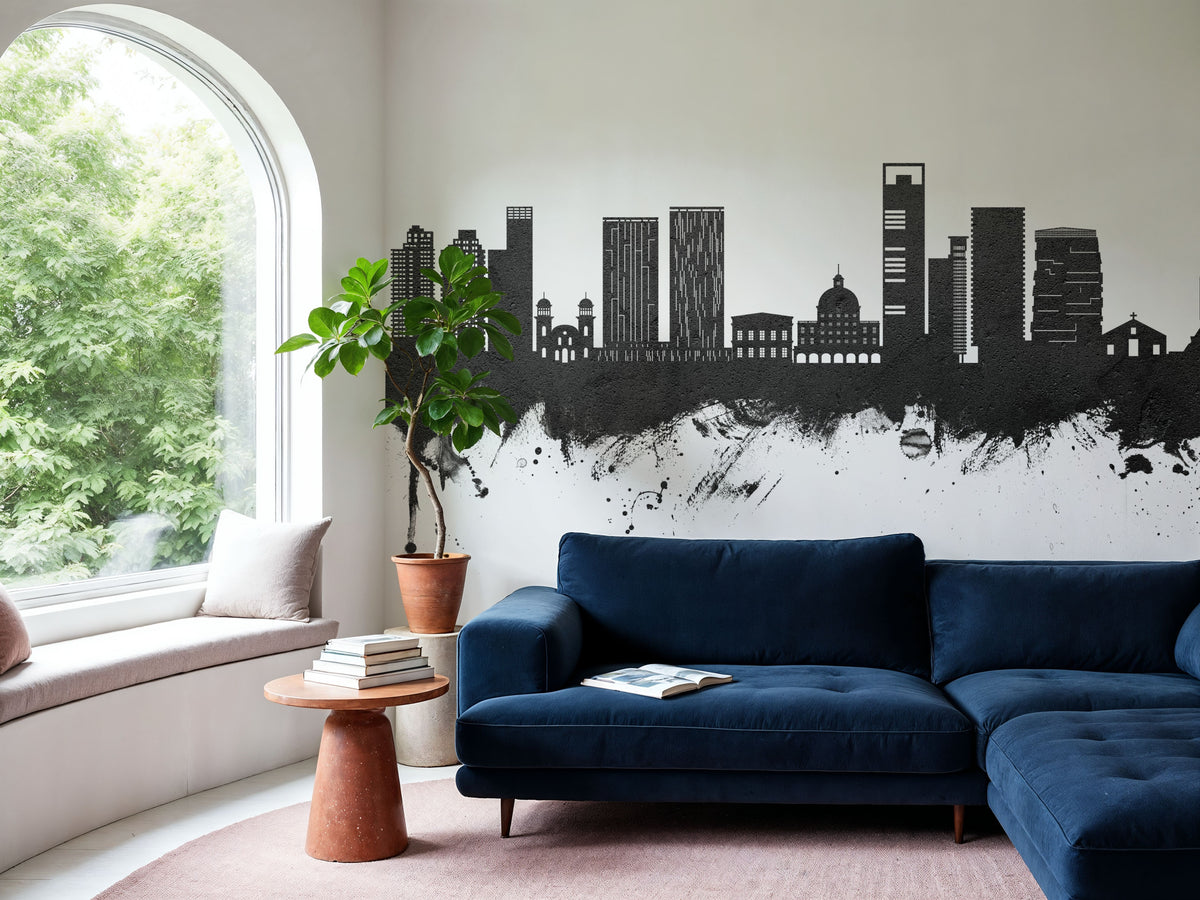 Luanda Skyline Black & White Mural Wallpaper - room preview 03