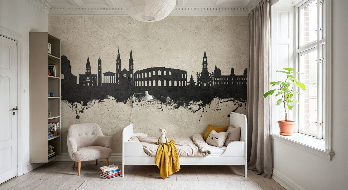 Nîmes France Skyline Concrete Mural Wallpaper - room preview 03