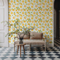 Mellow Lemons White Mural Wallpaper - room preview 03