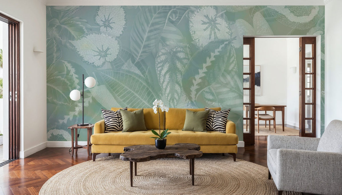 Secret Leaves Mural Wallpaper - Neutral Tone - room preview 03