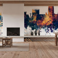 Durham England Skyline Blue & Bronze Mural Wallpaper - room preview 03