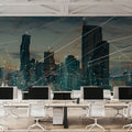 Connected Cityscape Mural Wallpaper - room preview 03