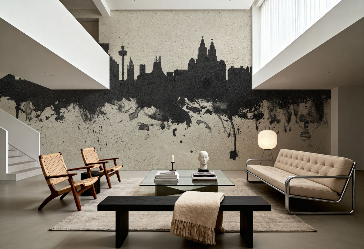 Liverpool England Skyline Concrete Mural Wallpaper - room preview 03