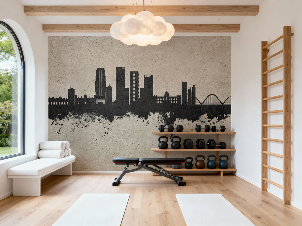 Dhaka Bangladesh Skyline Concrete Mural Wallpaper - room preview 03