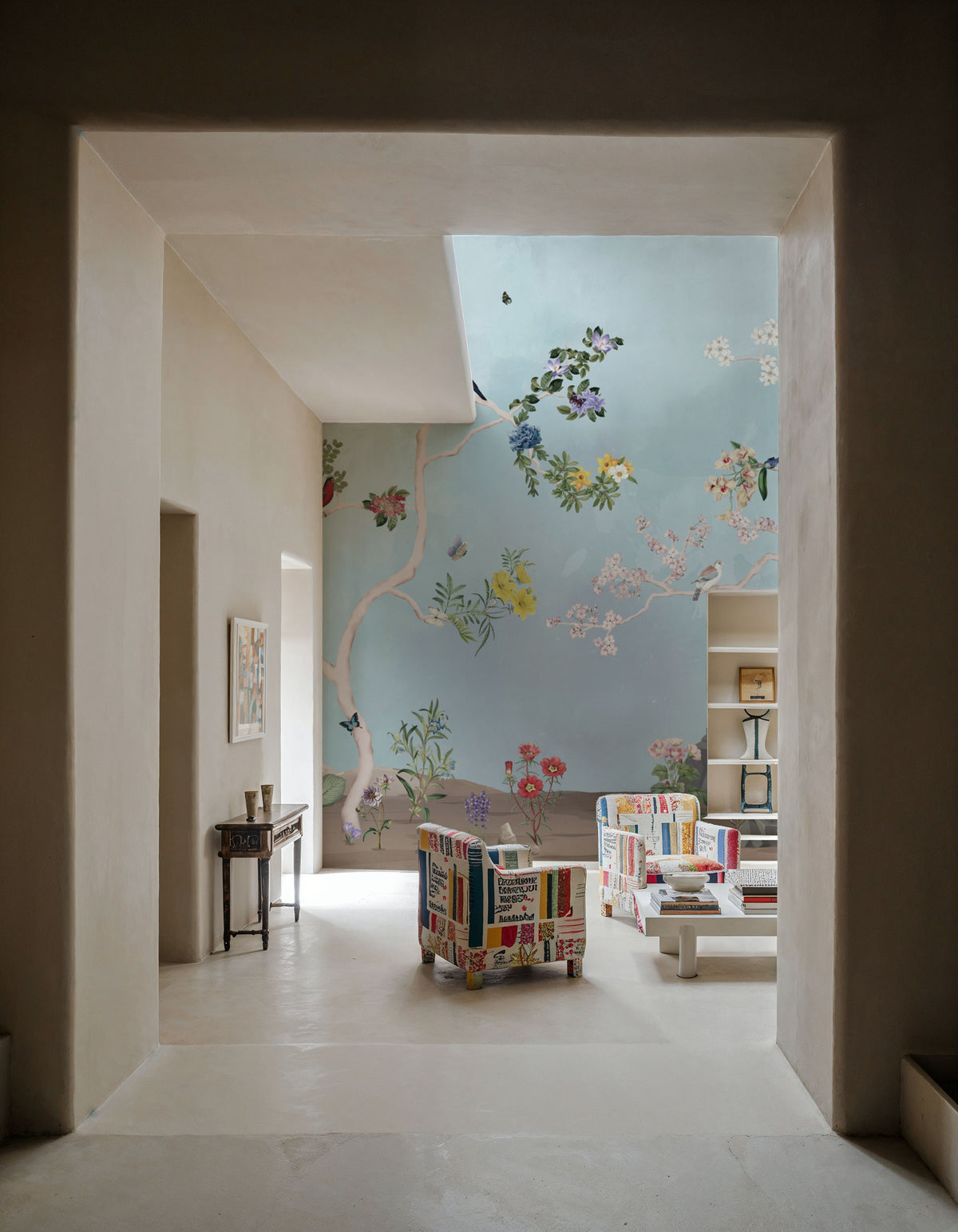 Birds in the Garden Blue Mural Wallpaper - room preview 03