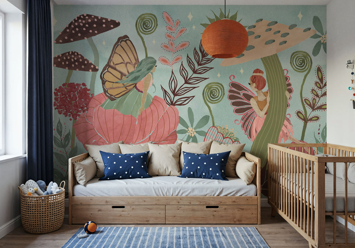 Floralscape Fairies I Mural Wallpaper - room preview 03