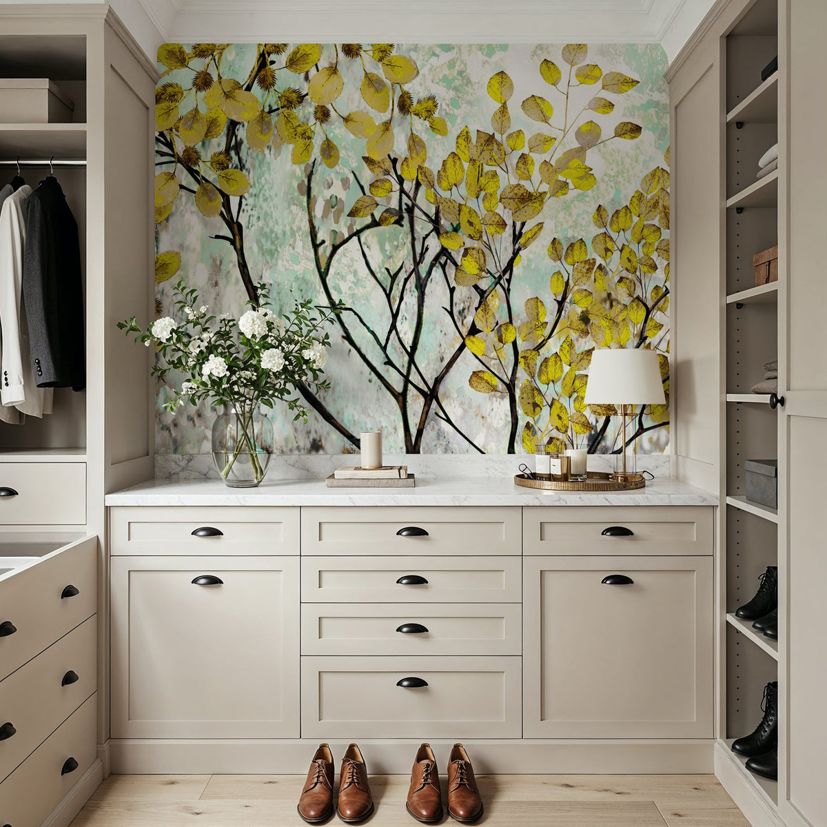 Yellow Leaves Mural Wallpaper - room preview 03