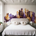 Doha Qatar Skyline Purpl & Gold Mural Wallpaper - room preview 03